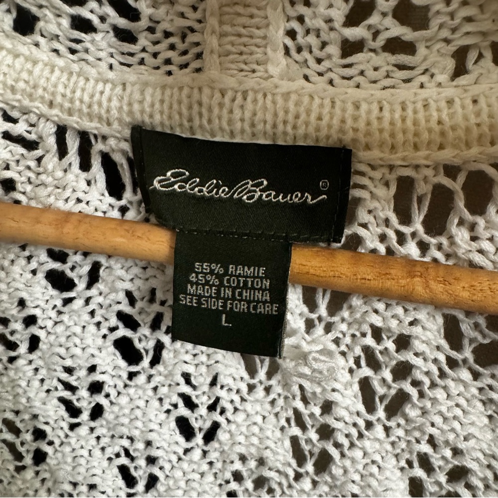 Eddie Bauer white crochet sweater/‎ cover up size L - Picture 2 of 5